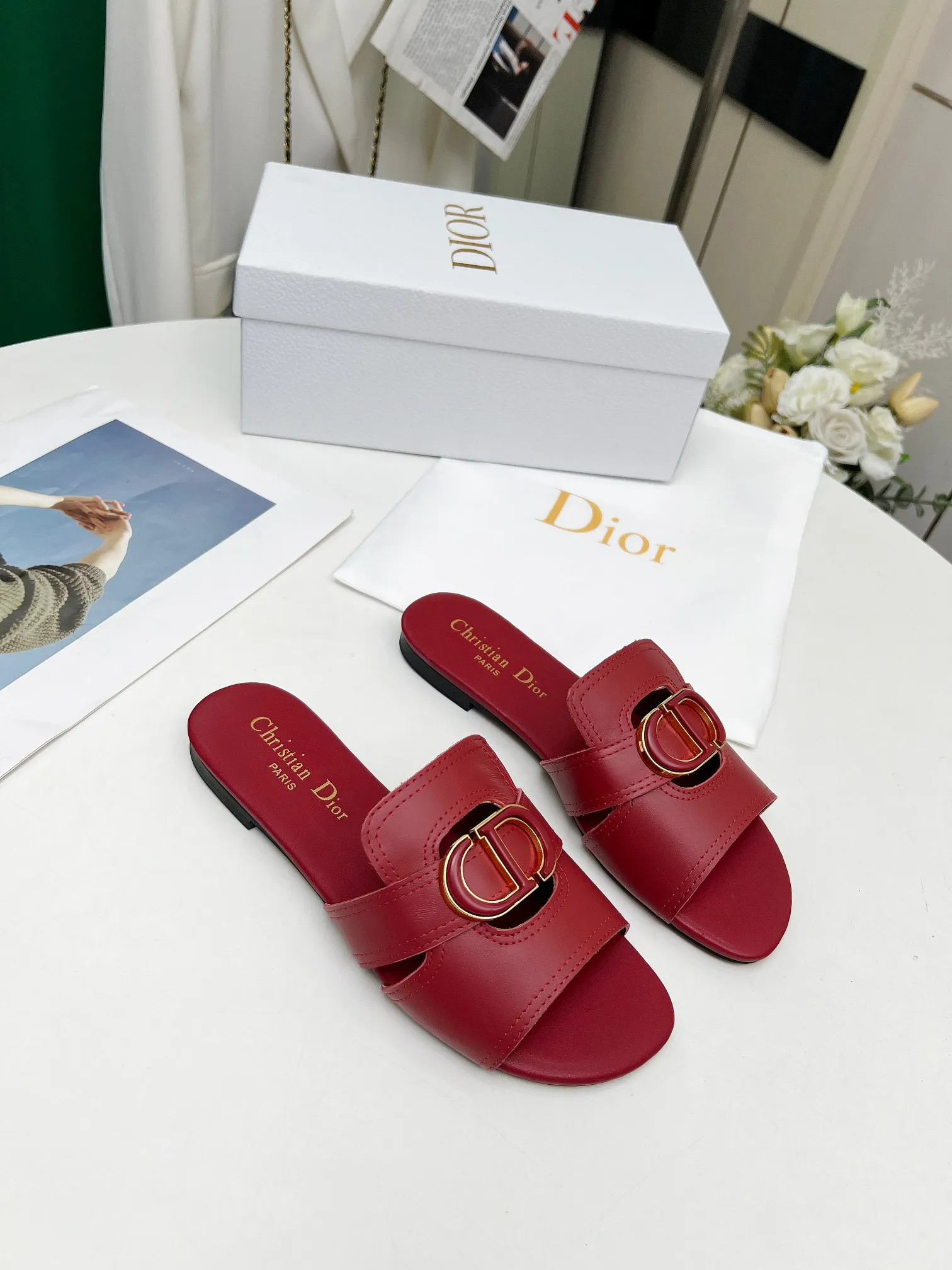 👟👟Ex-factory price 360👟👟 Genuine leather base +30 Dior spring and summer new model 6 colors optional code size 35-42